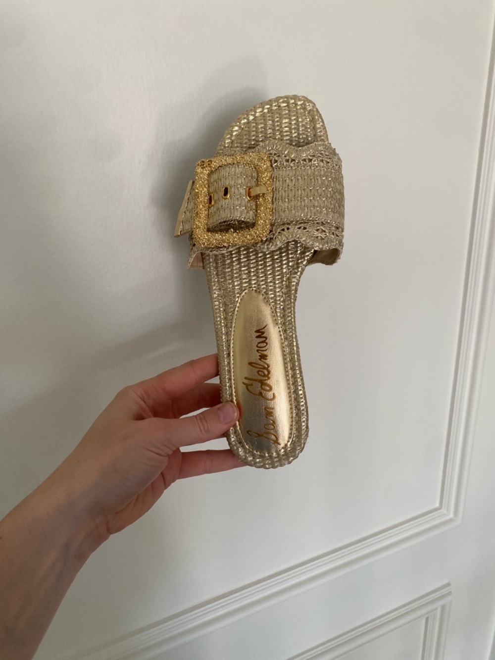 Sam Edelman Gold Woven Buckle Slide